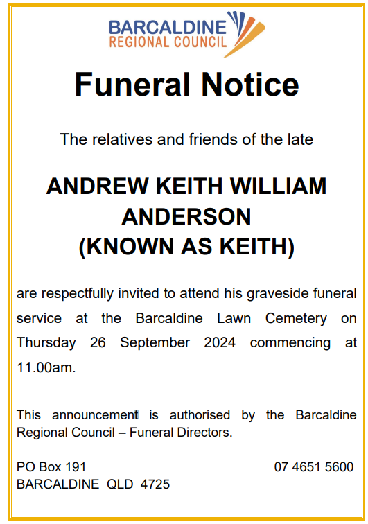 Funeral notice andrew anderson